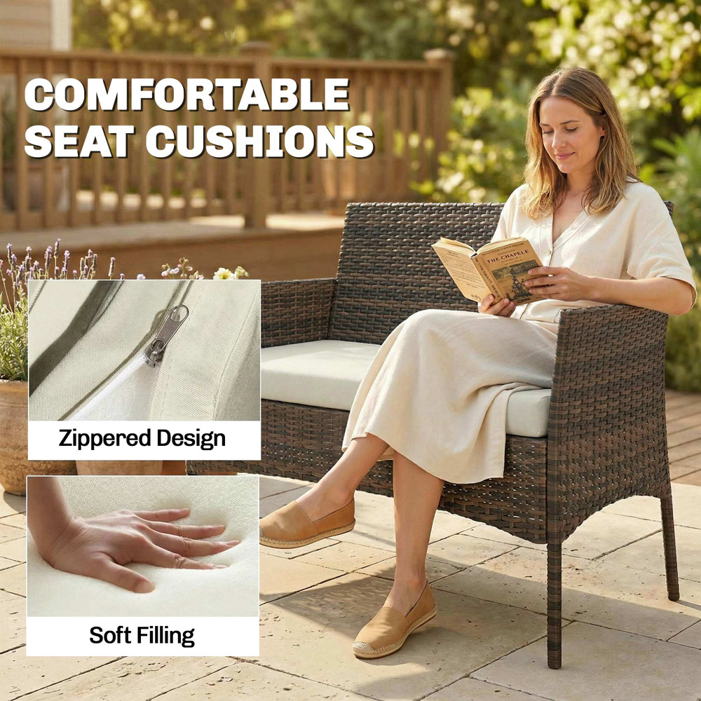 Outsunny 4 Seater Brown Rattan Garden Sofa Set with Cushions  Image 5