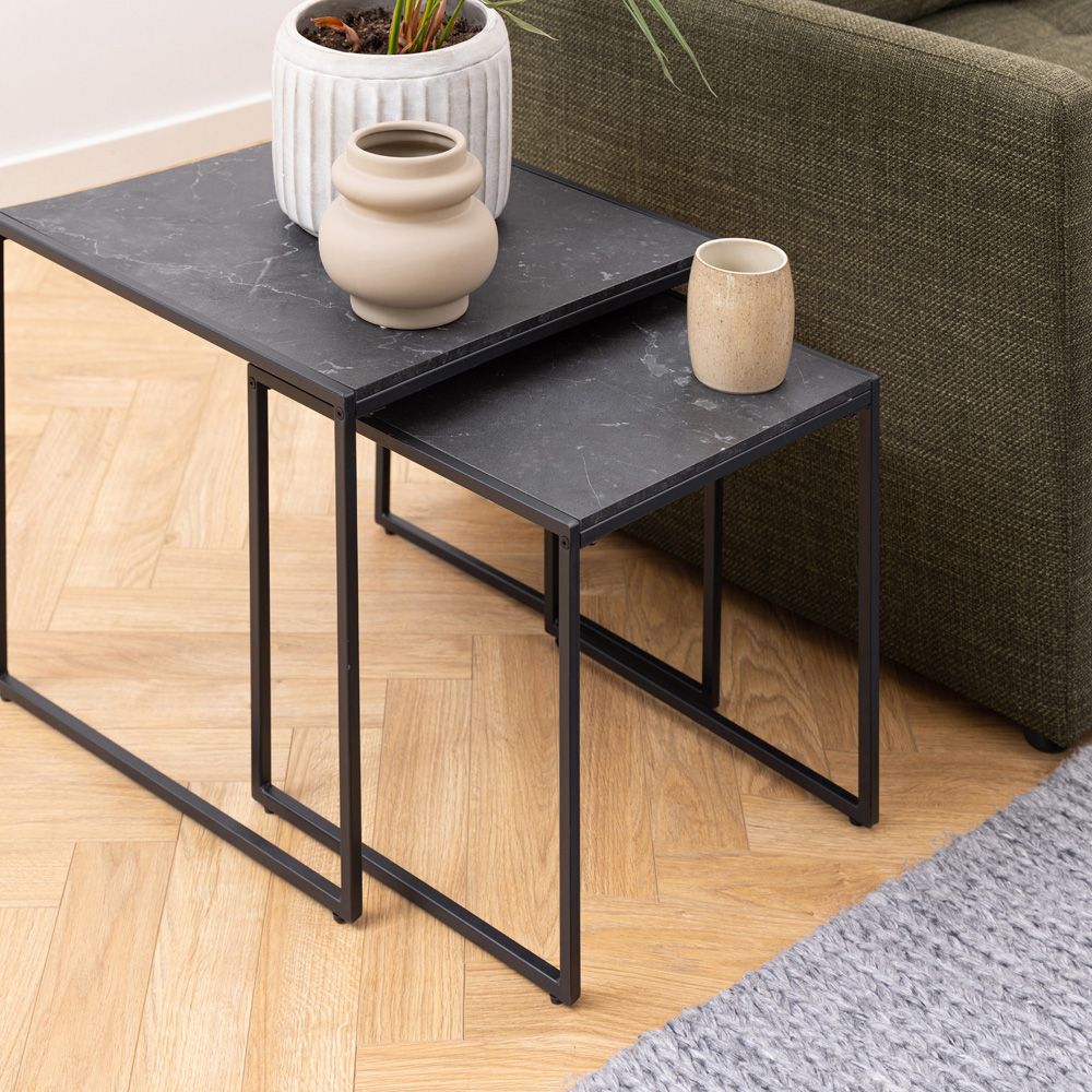 Florence Infinity Black Matt Nest of Tables Set of 2 Image 7