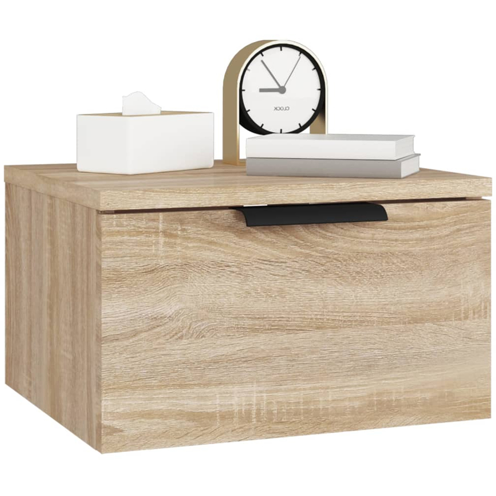 vidaXL Single Drawer Sonoma Oak Wall Mounted Bedside Cabinet Image 6
