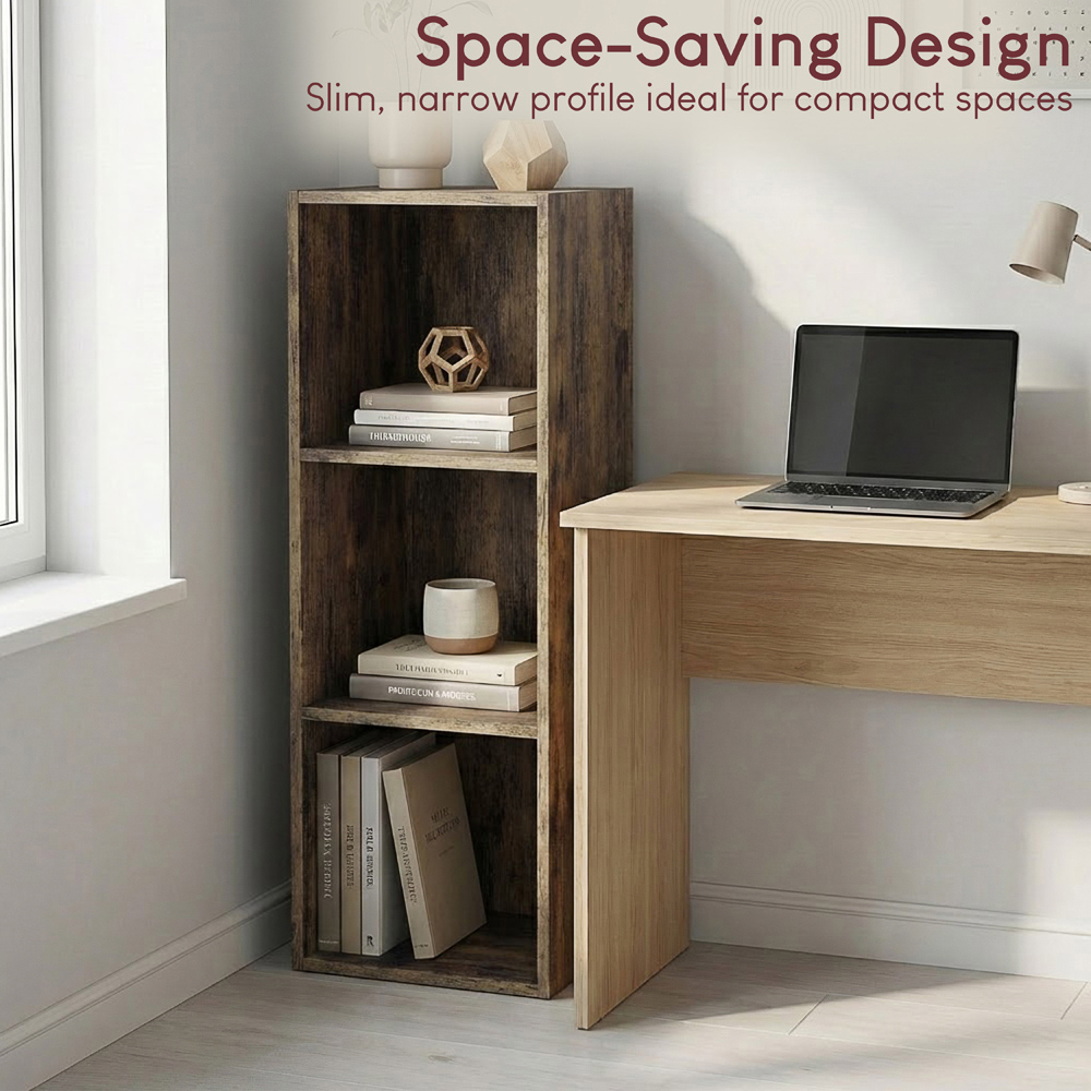 VIDA DESIGNS Oxford 3 Shelf Dark Wood Cube Bookcase Image 4