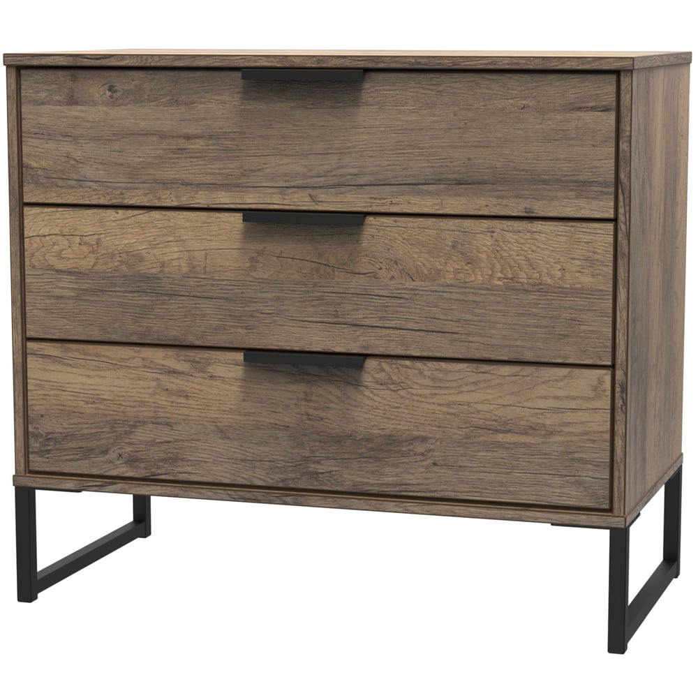 Crowndale Hong Kong 3 Drawer Vintage Oak Chest of Drawers Image 2