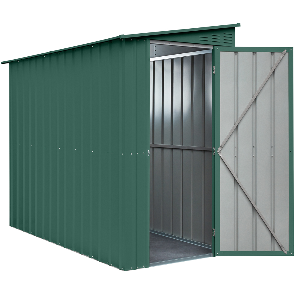 Globel 4 x 8ft Single Door Green Metal Lean To Garden Shed Image 2
