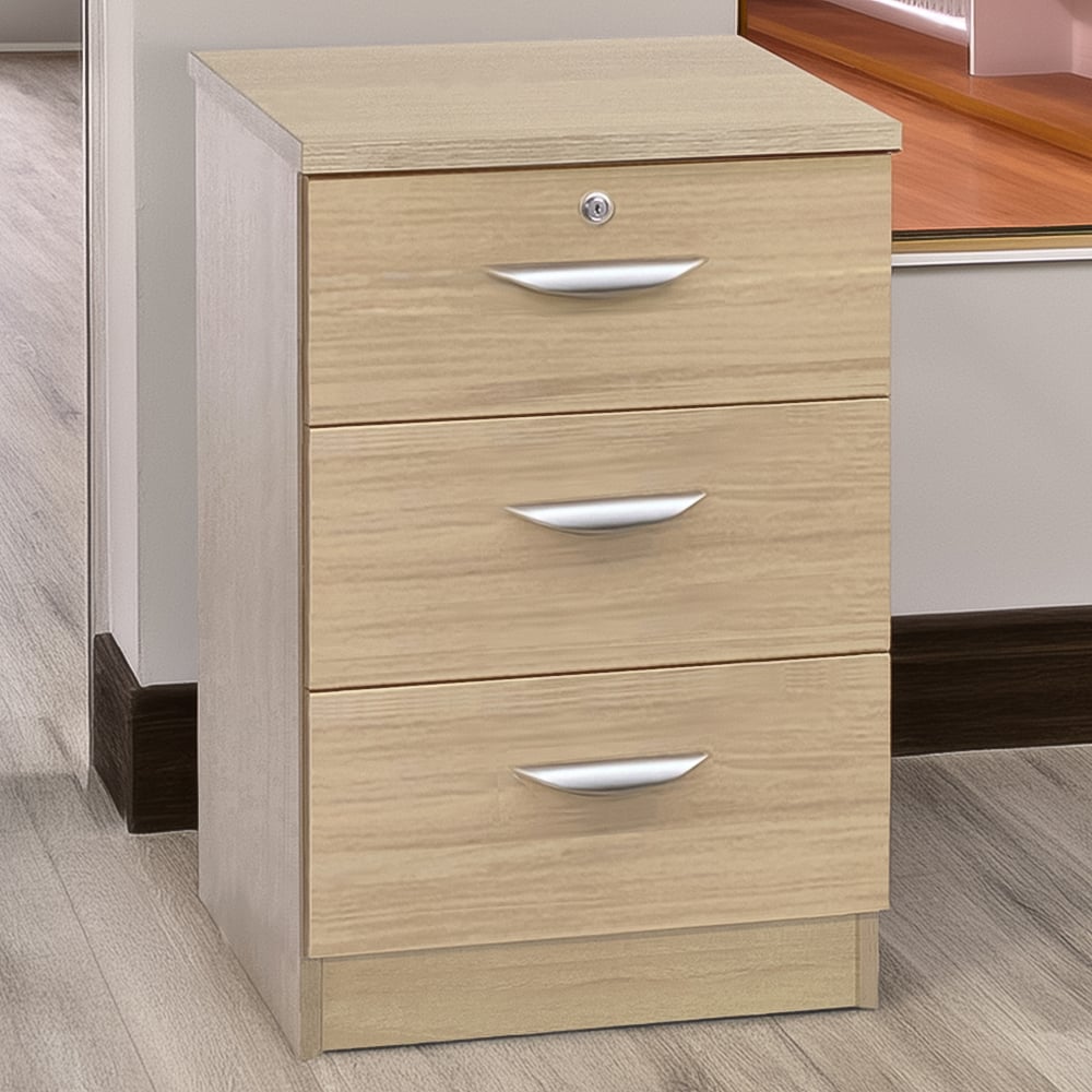R White Cabinets 3 Drawer Brown Storage Unit Image 1