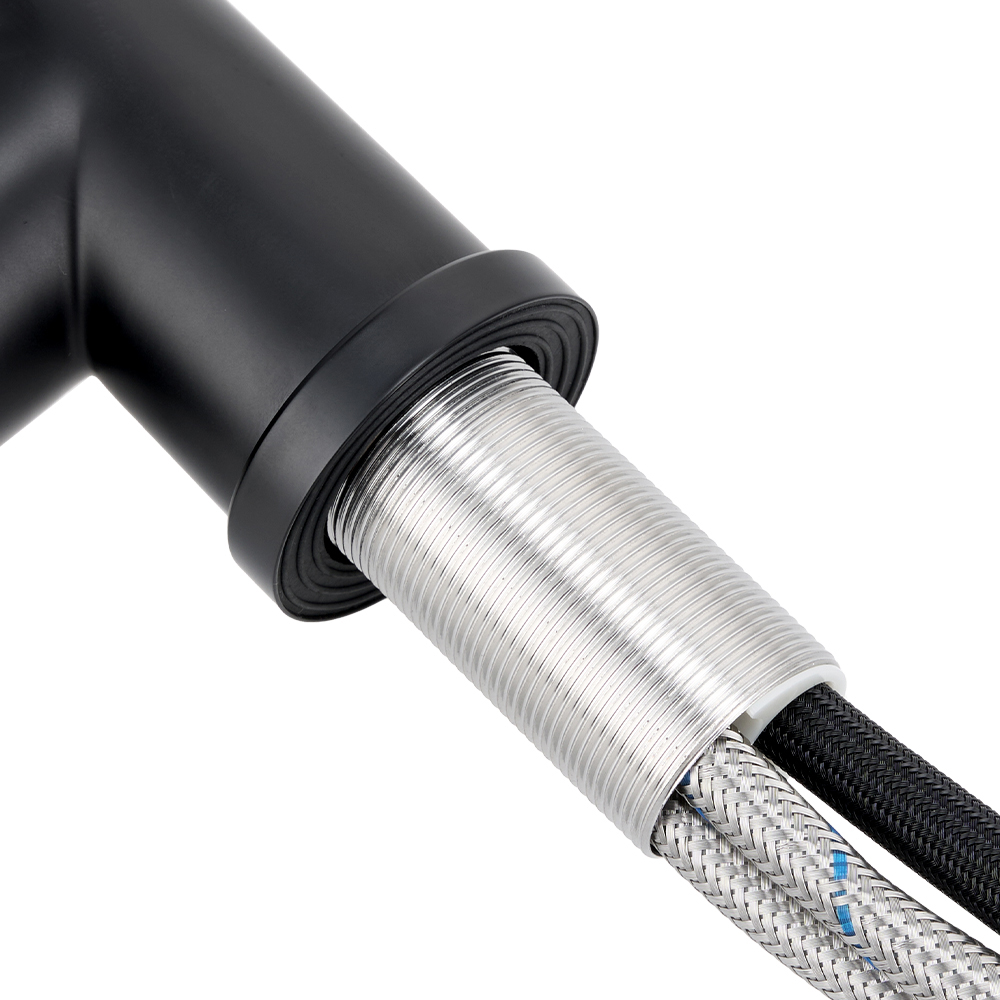 Living and Home Black 304 Stainless Steel Pull Down Sensor Kitchen Faucet with LED Light Image 4
