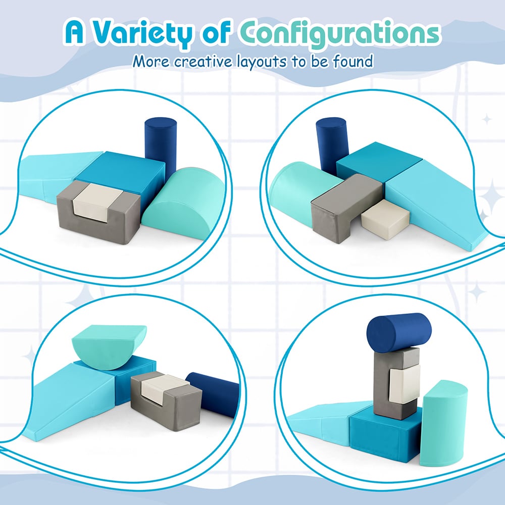 Costway Blue Toddlers Foam Climb and Crawl Playset 6 Piece Image 4