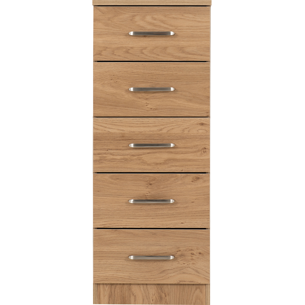 Seconique Dakota 5 Drawer Oak Effect Narrow Storage Chest Image 3