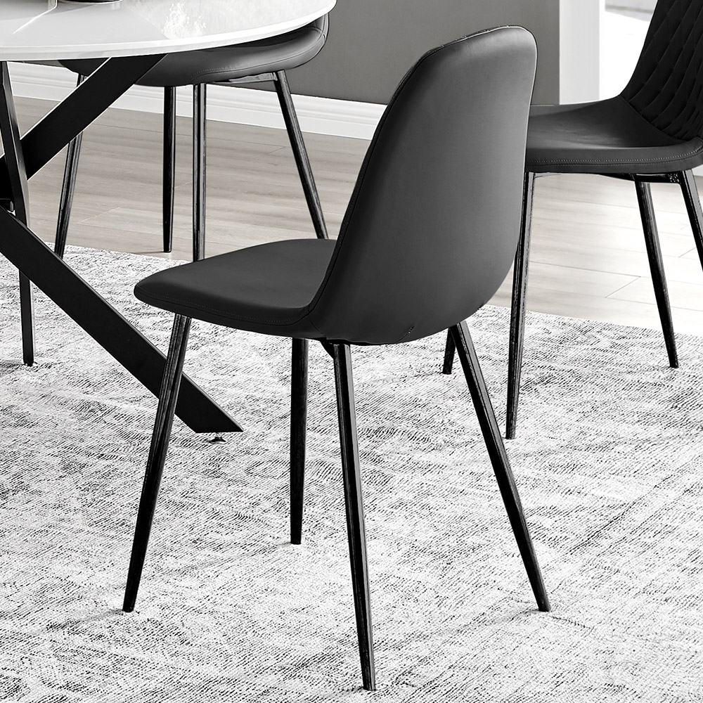 Furniturebox Arona Solara 6 Seater Round Dining Set White Gloss and Black Image 3