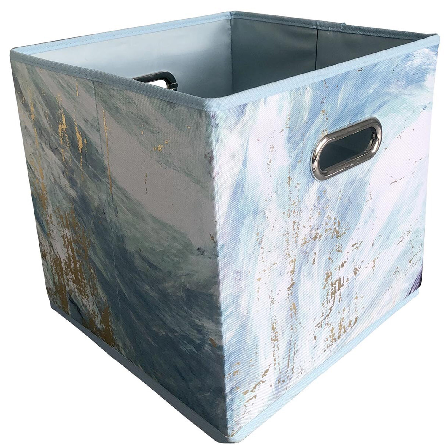 Blue Abstract Wave Storage Cube Basket Image 1