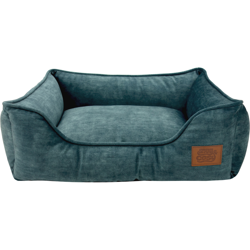 Snug & Cosy Eco Large Rectangle Blue Dog Bed Image 1