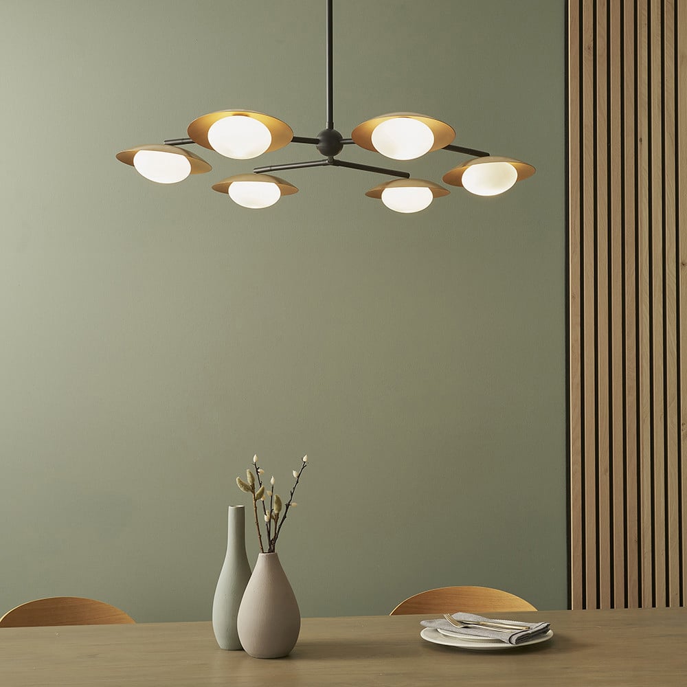 Merano Tivoli Gold and Dark Bronze 6 Light Ceiling Semi Flush Image 6