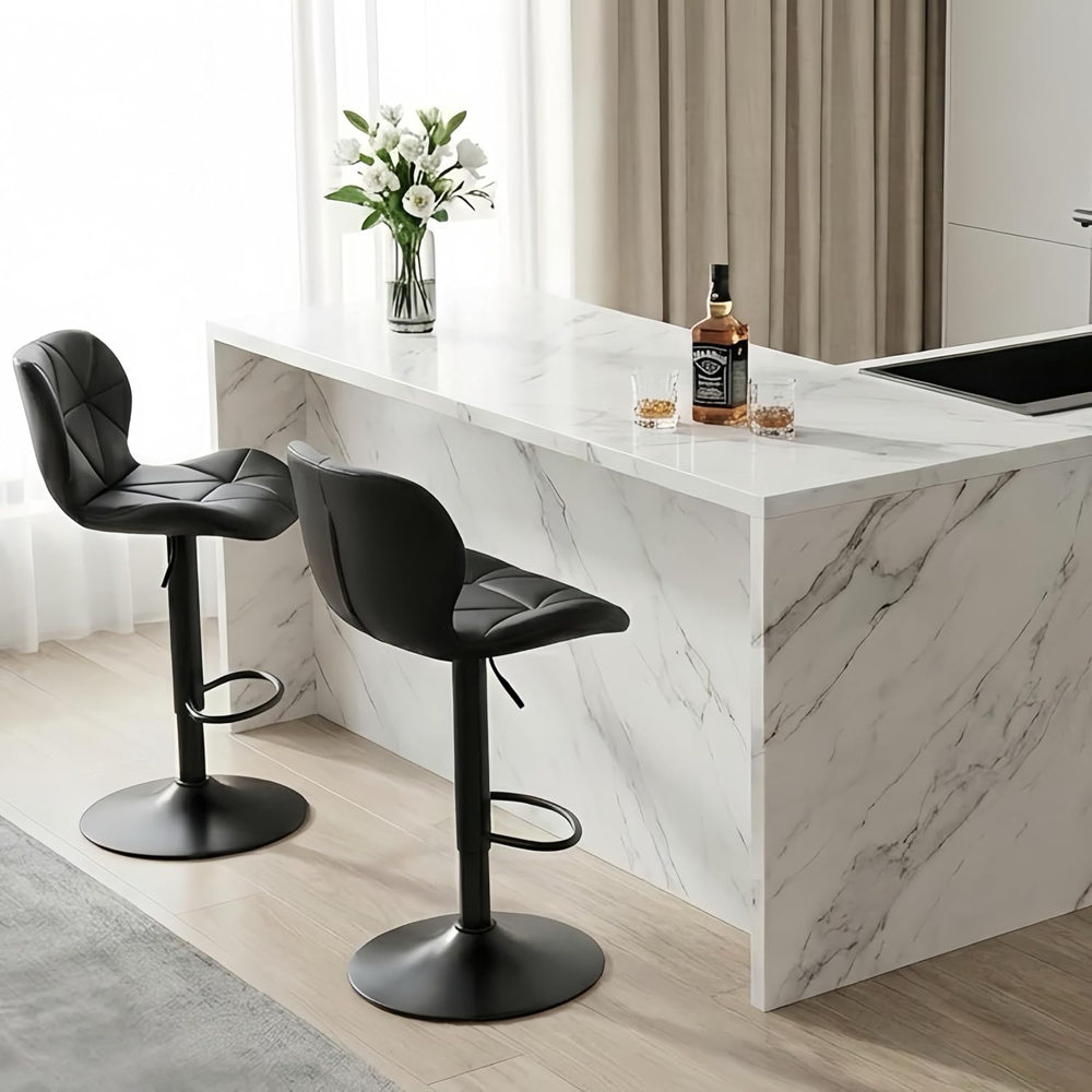 Alivio Black Faux Leather Height Adjustable Swivel Bar Stool Set of 2 Image 4