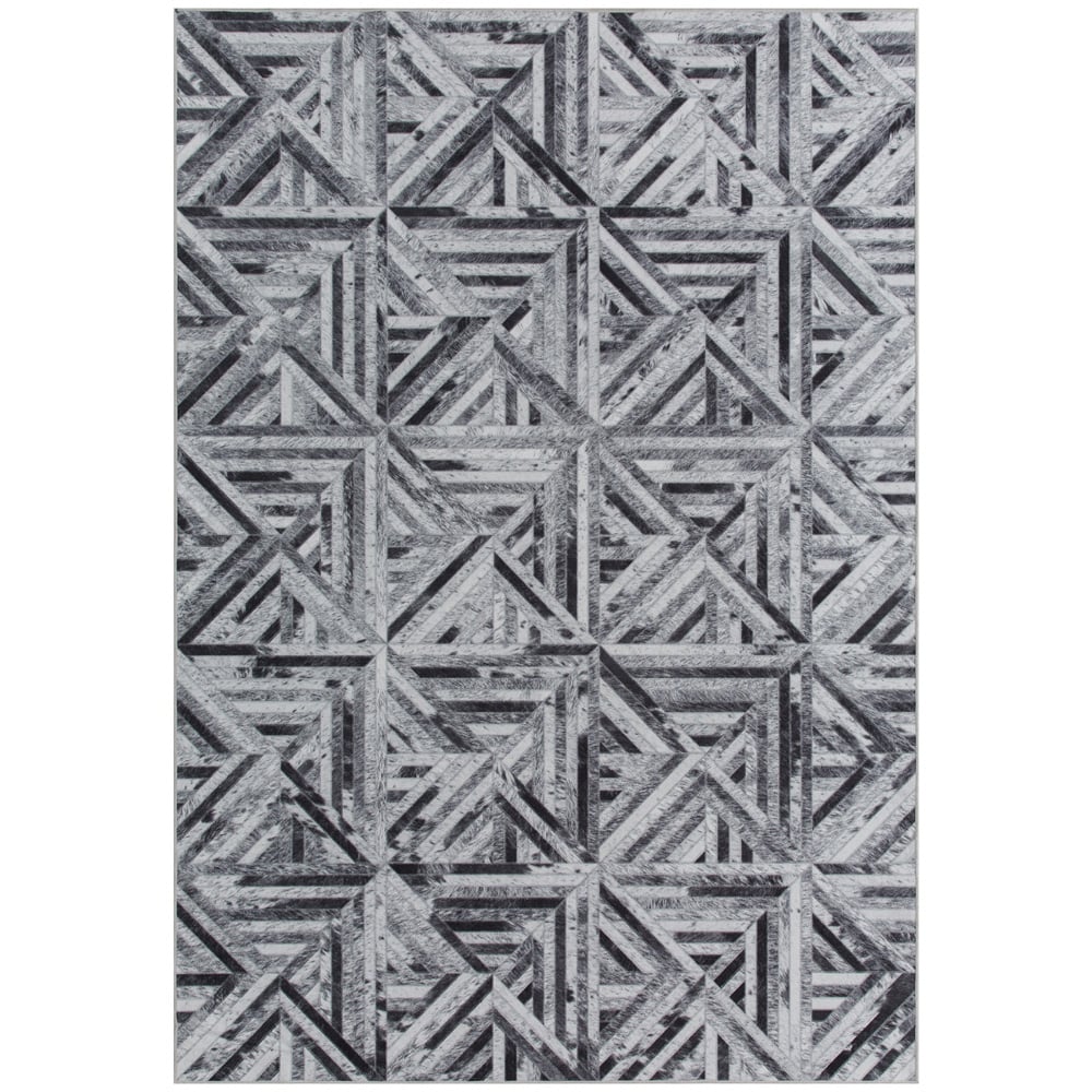 HOMCOM Black Chenille Non-Slip Rug 290 x 200cm Image 1