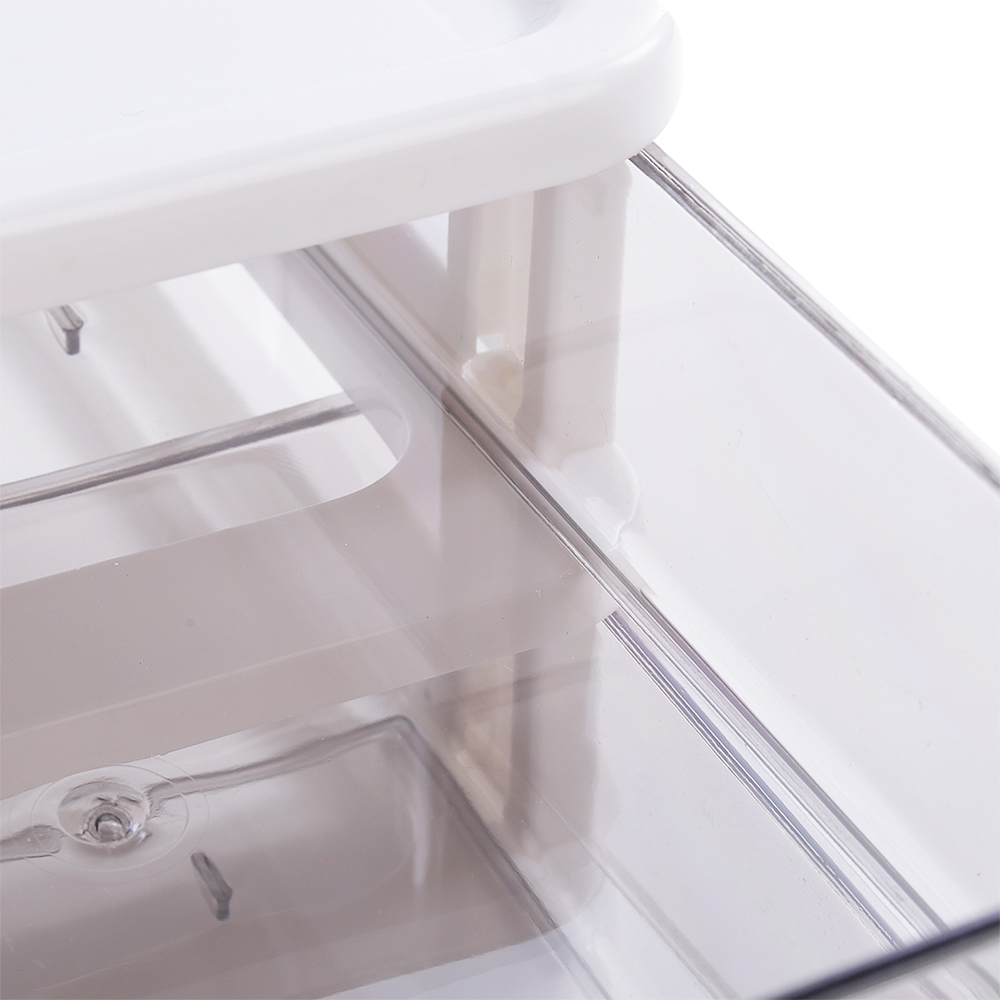 Living and Home 2 Drawer Clear White Storage Box Image 4