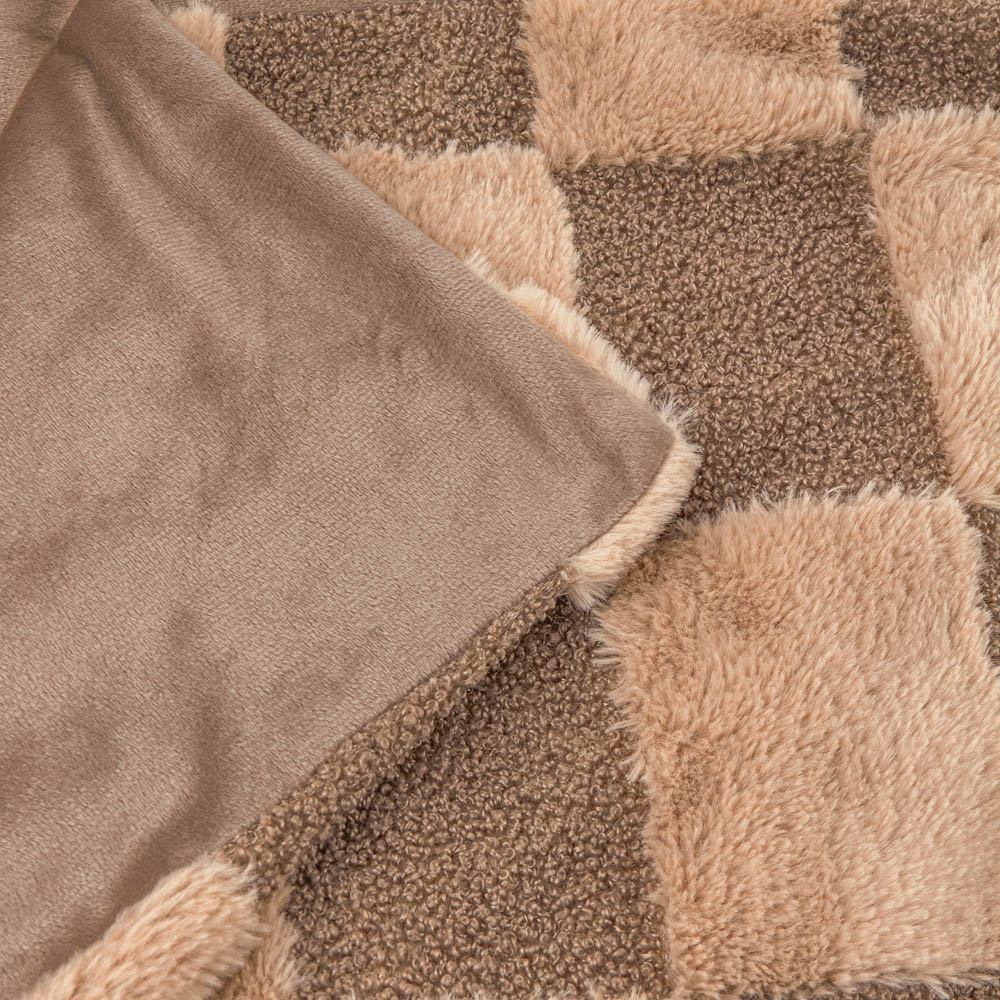Furn Chocolate Truffle Fur Boucle Check Reversible Throw 140 x 180cm Image 2