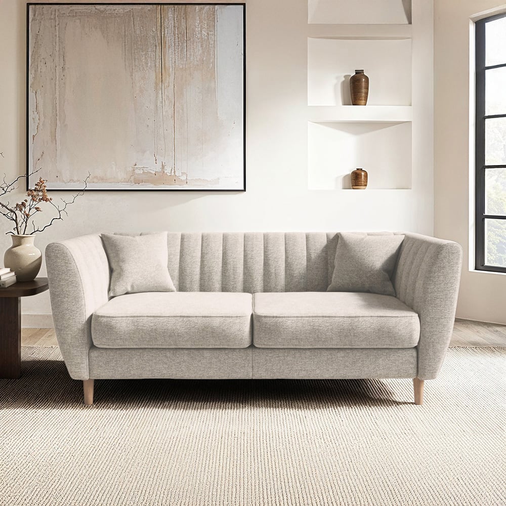 Solace+Co Remi 2 Seater Beige Mid Century Chenille Sofa Image 4
