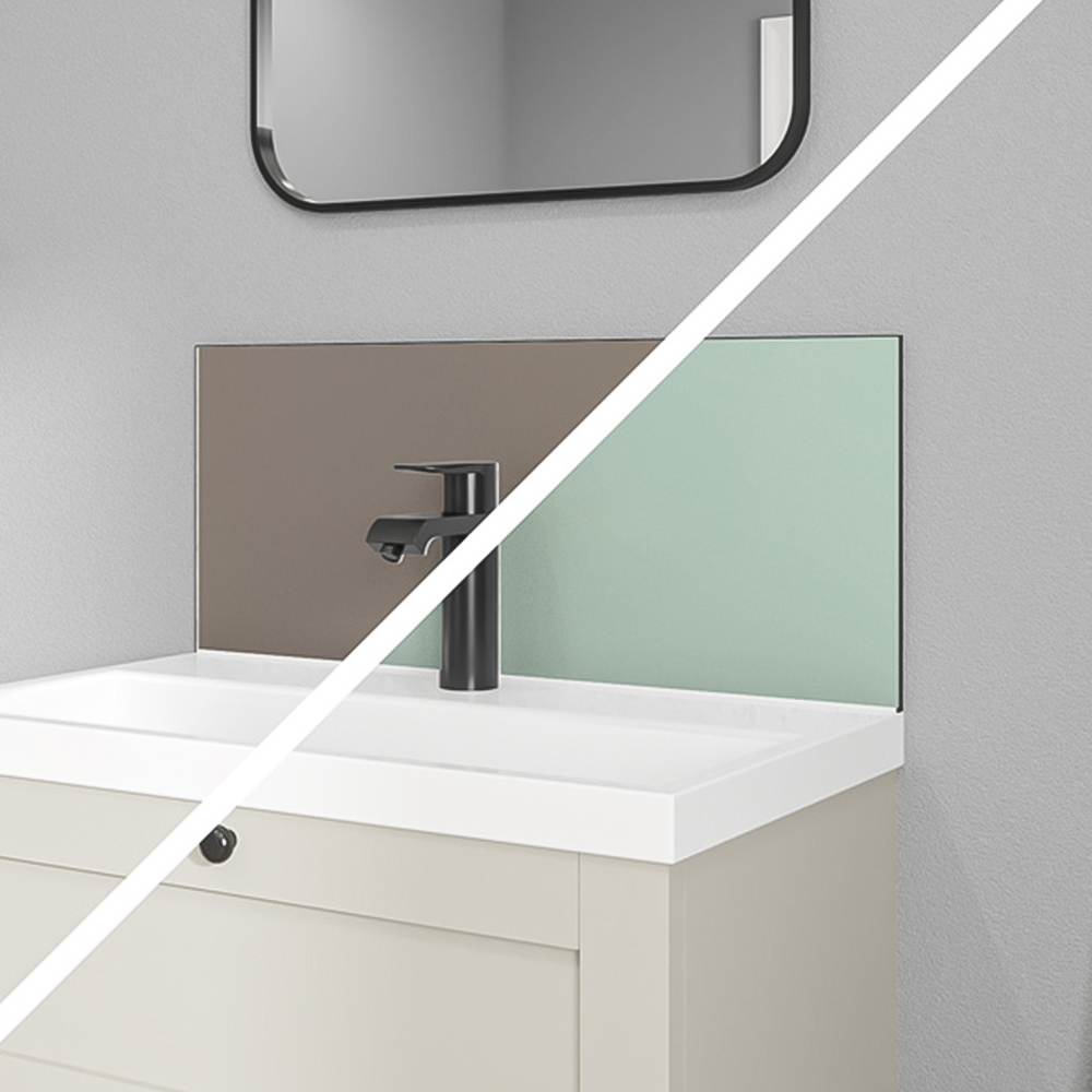 Wetwall Alloy Terra Grey and Seabreeze Green Splashback 600 x 250mm Image 1