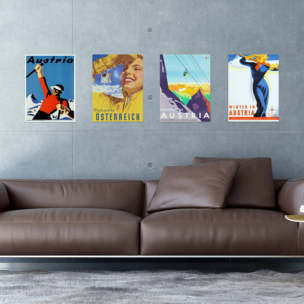 Wee Blue Coo Austria Travel Winter Sport Snow Alps Wall Art Print 30 x 41cm 4 Pack Image 2