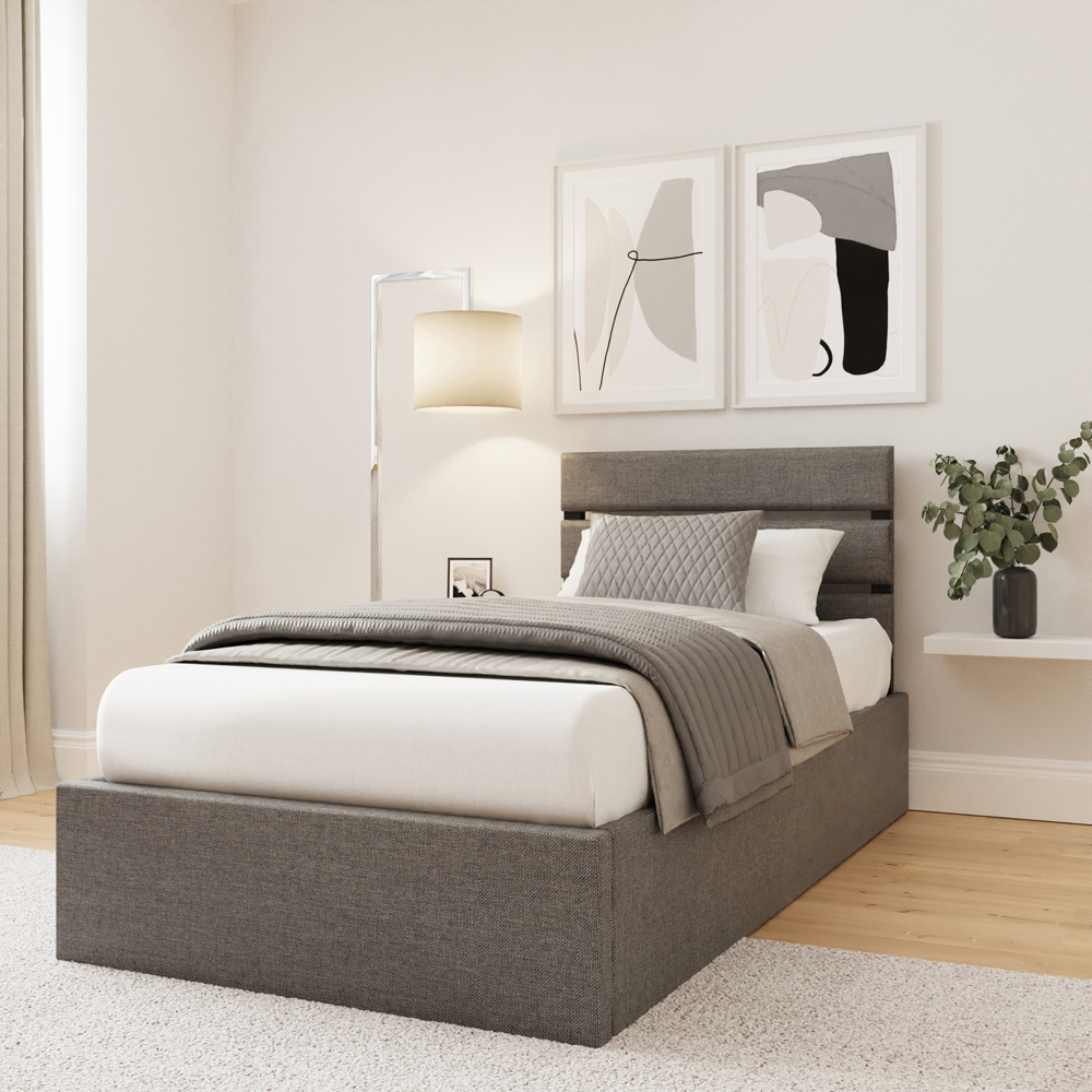 GFW Hudson Single Grey End Lift Ottoman Bed with SC Bonnell Mattress Image 9
