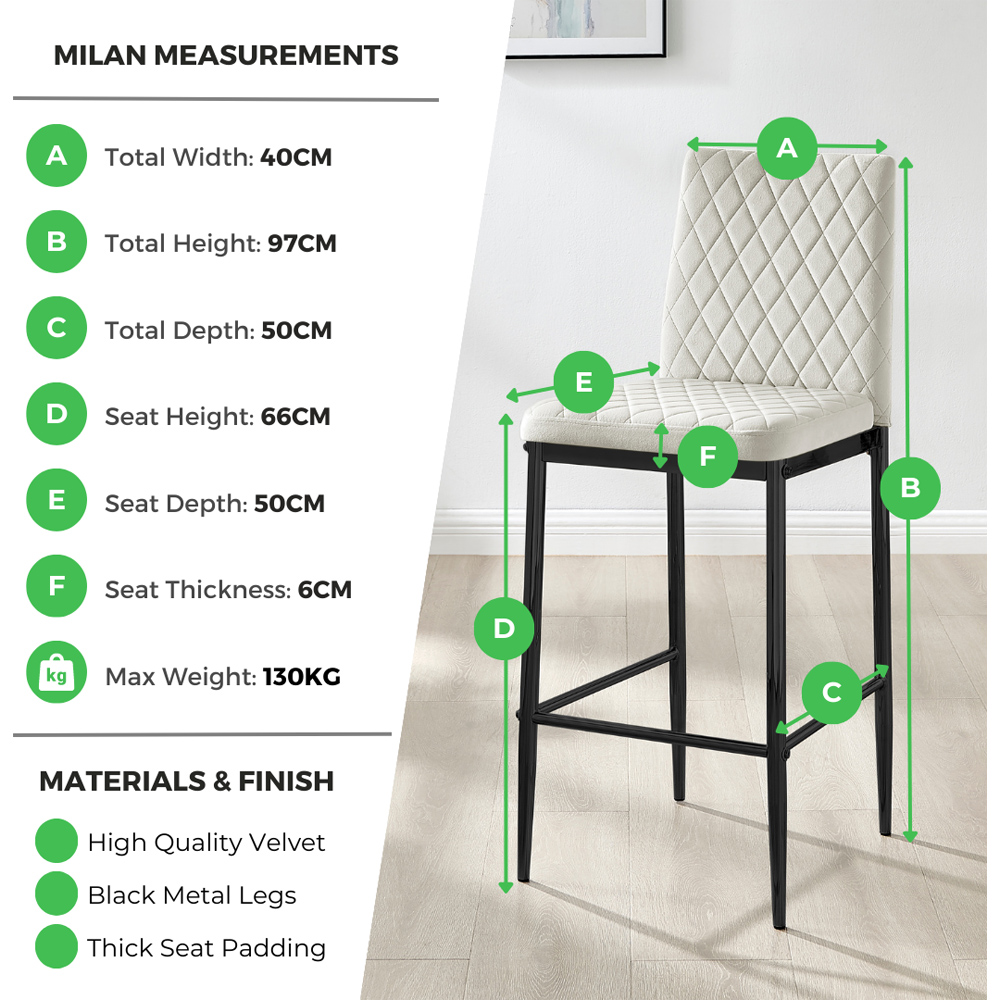 Furniturebox Modern Valera Cappuccino and Black Velvet Bar Stool Set of 2 Image 9
