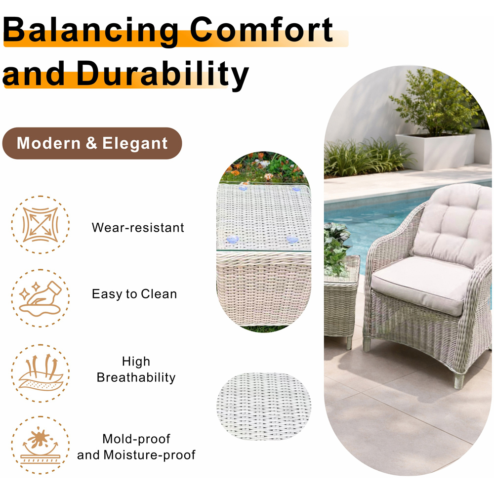 Direct Wicker 2 Seater Grey Rattan Garden Bistro Set Image 5
