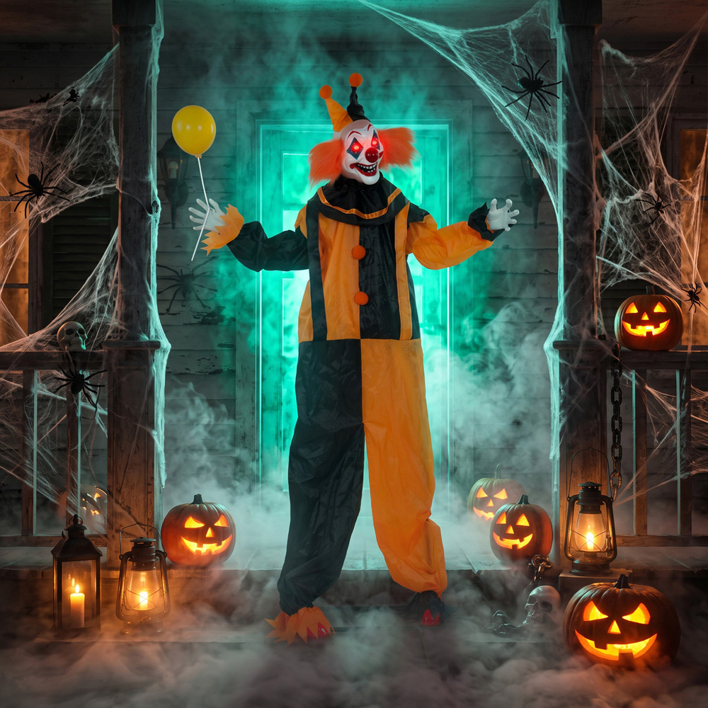 HOMCOM Light Up Life-Size Light Up Animated Clown Halloween Decoration 6ft Image 4
