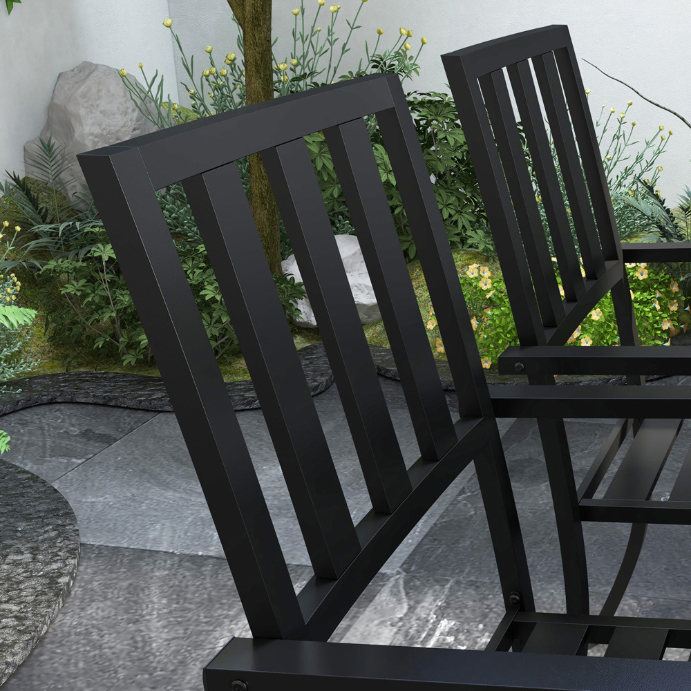 Outsunny 6 Seater Garden Dining Table Set Black Image 3