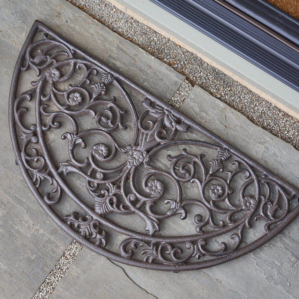 Dibor Antique Brown Cast Iron Crescent Door Mat 66.5 x 33.5cm Image 5