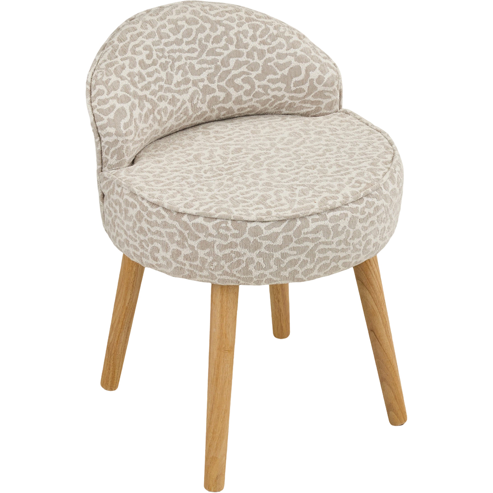 Living and Home Leopard Print Chenille Low Backrest Vanity Stool Image 2