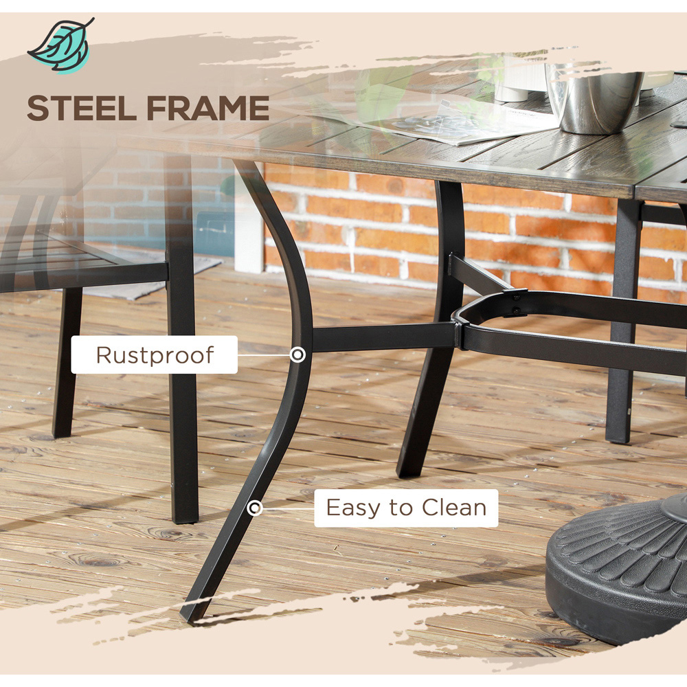 Outsunny 6 Seater Wood Effect Steel Garden Table Image 5