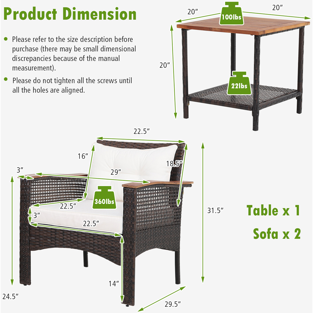 Costway 2 Seater PE Rattan Bistro Set Image 9