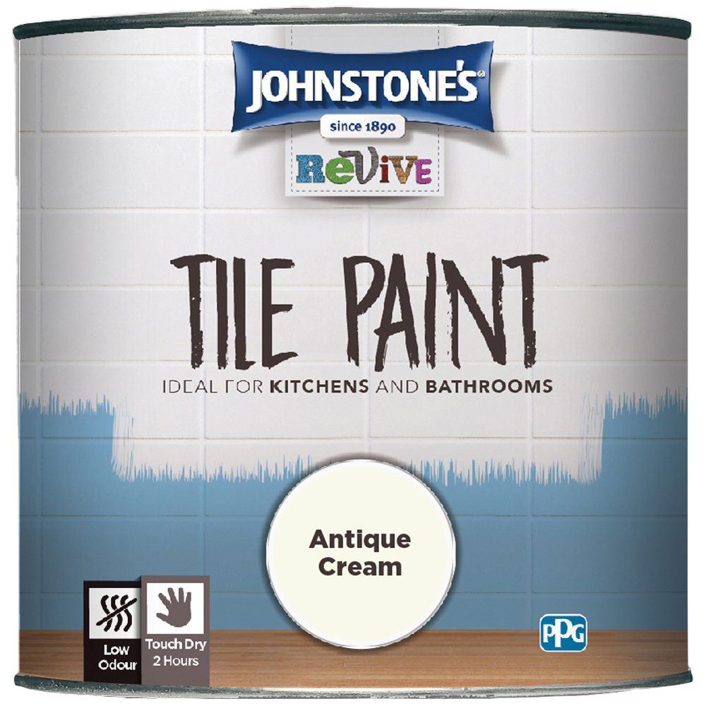 Johnstone's Antique Cream Tile Paint 750ml Image 3