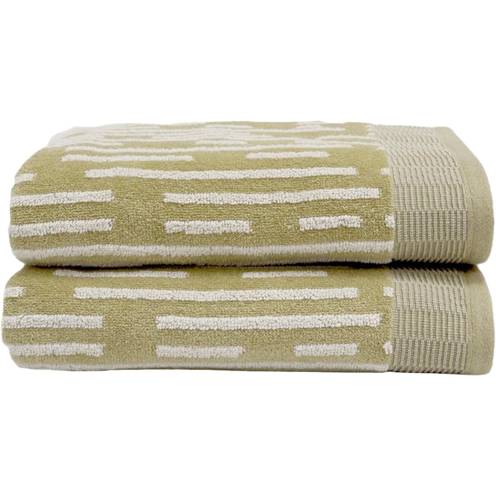 Allure Bath Fashions Pop Up Zero Twist Barcode Stripe Sage Green Bath Towel 2 Pack Image 1