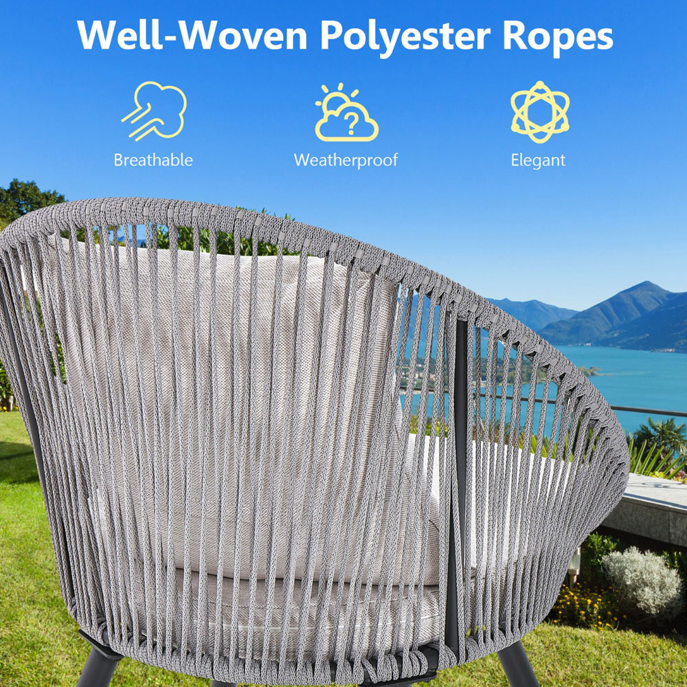Costway 2 Seater Grey Patio Set Image 5