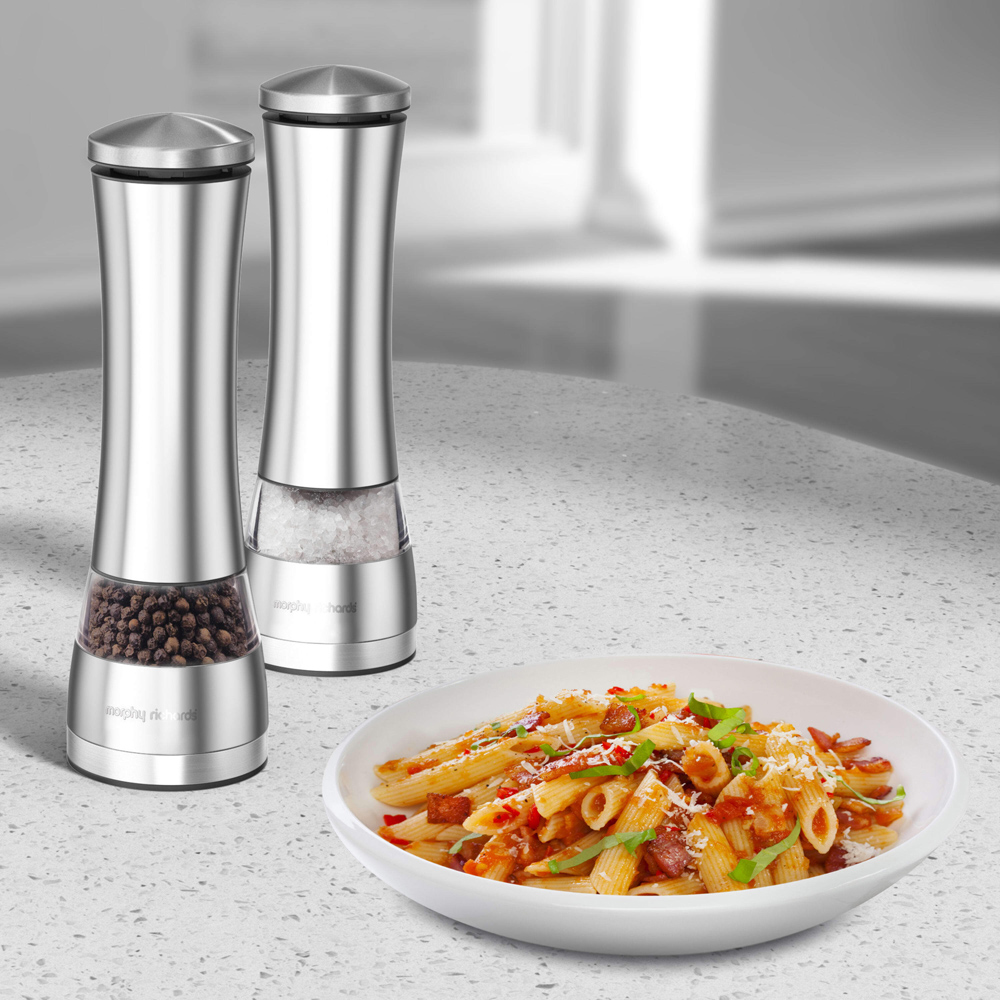 Morphy Richards Stainless Steel Electronic Salt and Pepper Mill Wilko