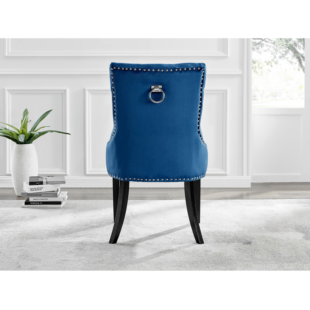 Furniturebox Kennsington Set of 2 Blue Velvet Knockerback Dining Chair Image 8
