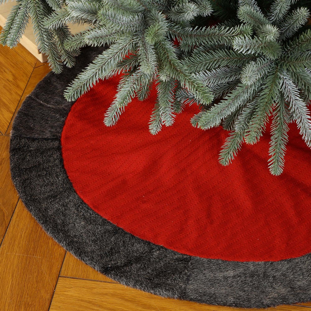 Dibor Red Nordic Christmas Tree Skirt 90cm Image 3