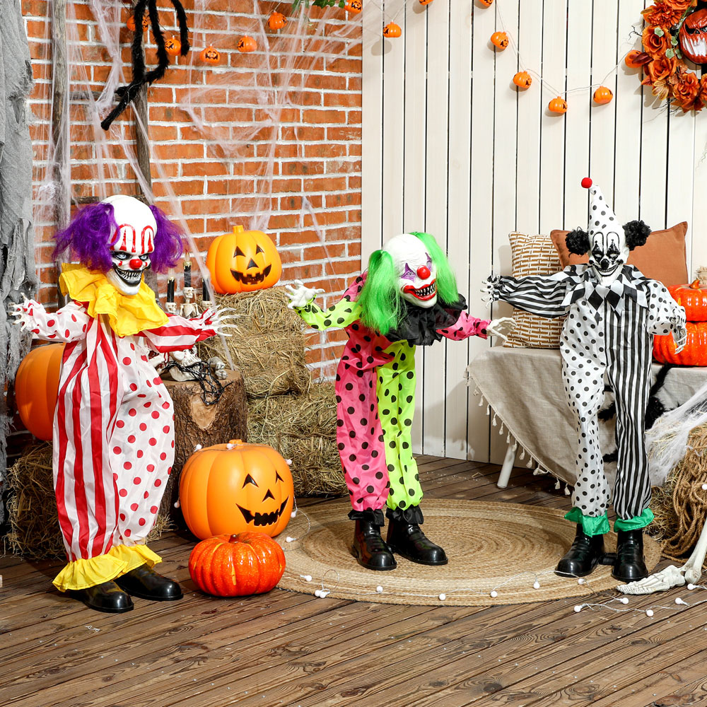 Outsunny Sound Activated Stackable Animatronics Clowns Halloween Decoration Image 4