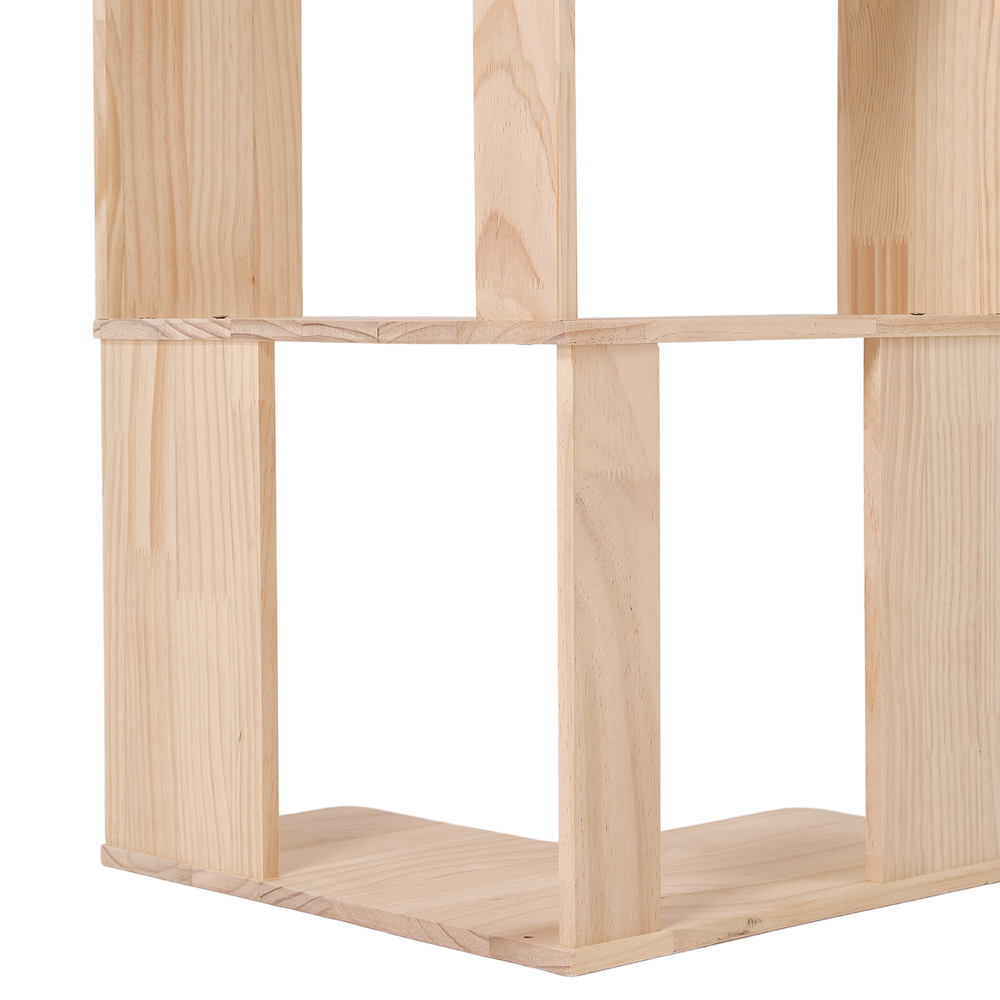 Living and Home 6 Shelf Natural Wooden L-Shaped Corner Bookshelf Image 4