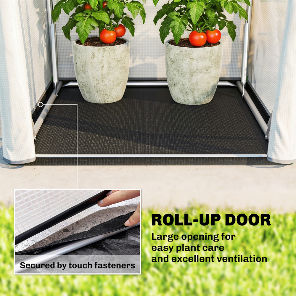Outsunny White 3.3 x 3.3ft Mini Greenhouse with PE Base Image 6