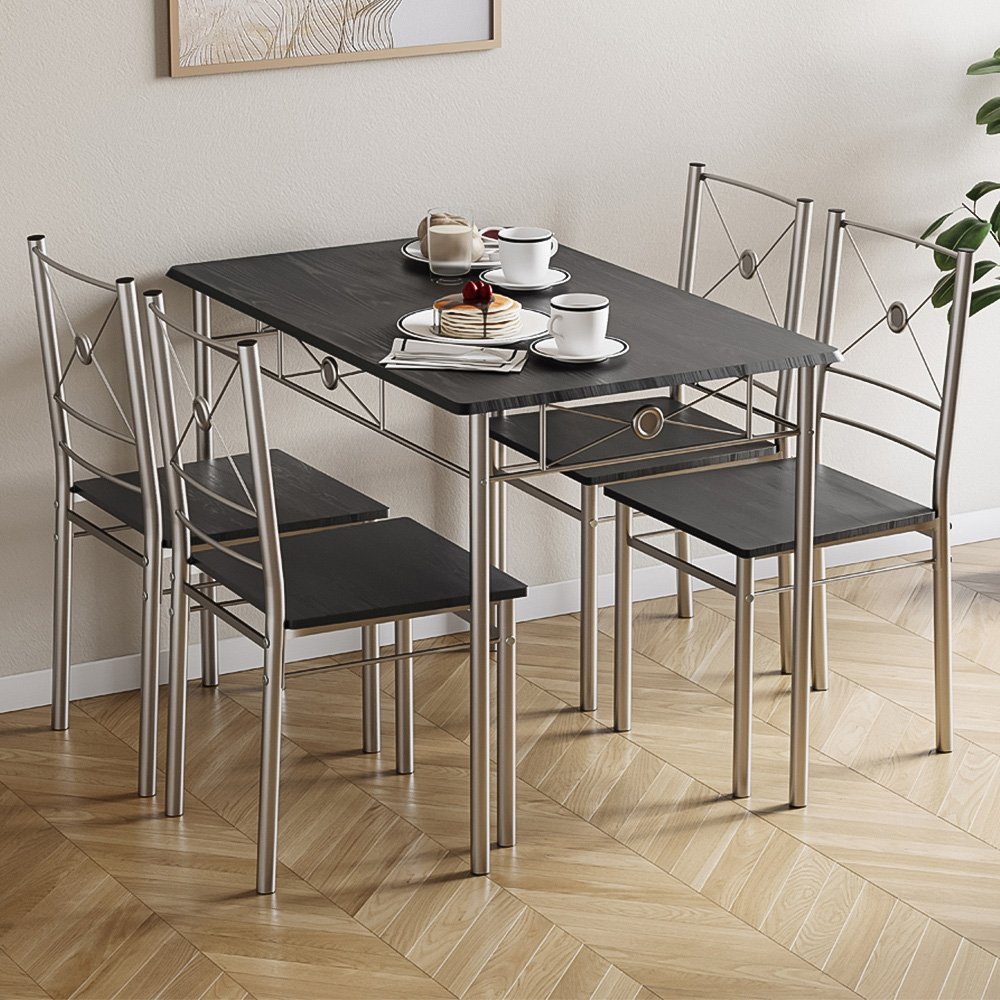 VIDA DESIGNS Roslyn 4 Seater Dining Set Black Image 1