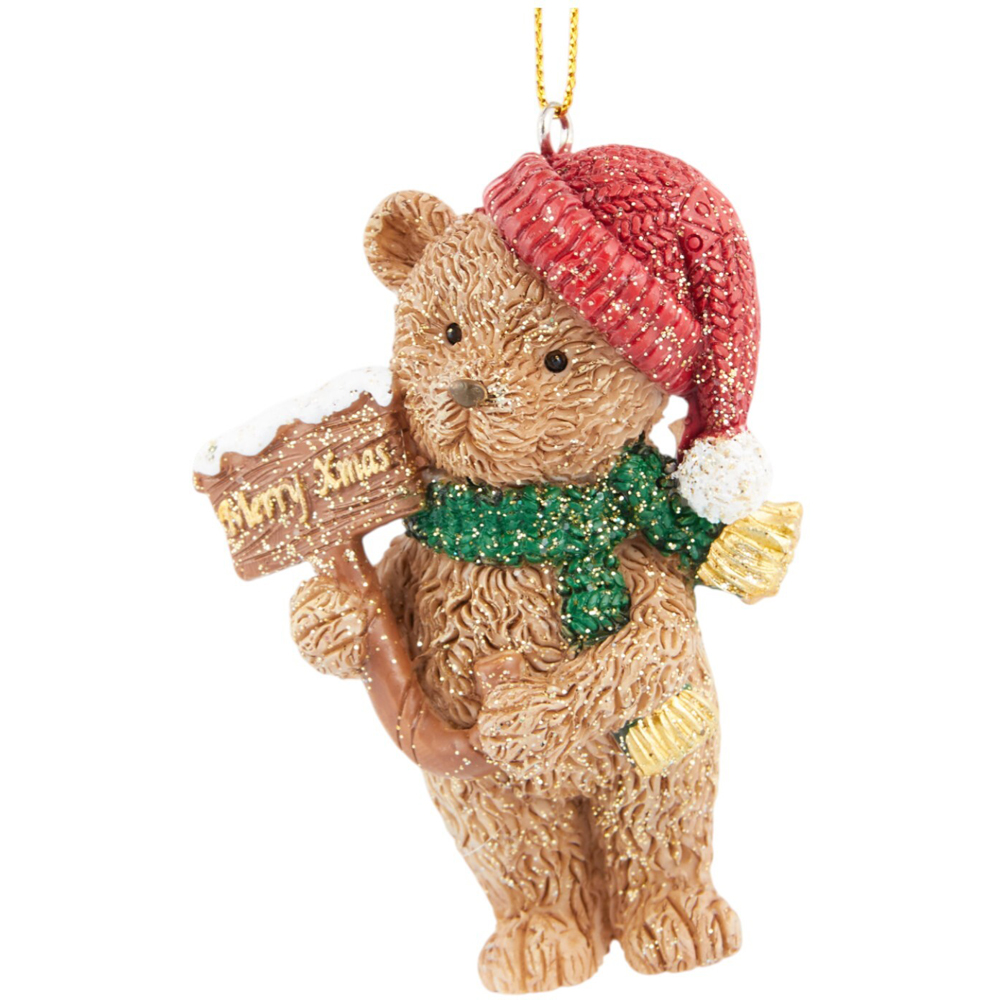 Traditional Festive Bear Hanging Decoration Image 3
