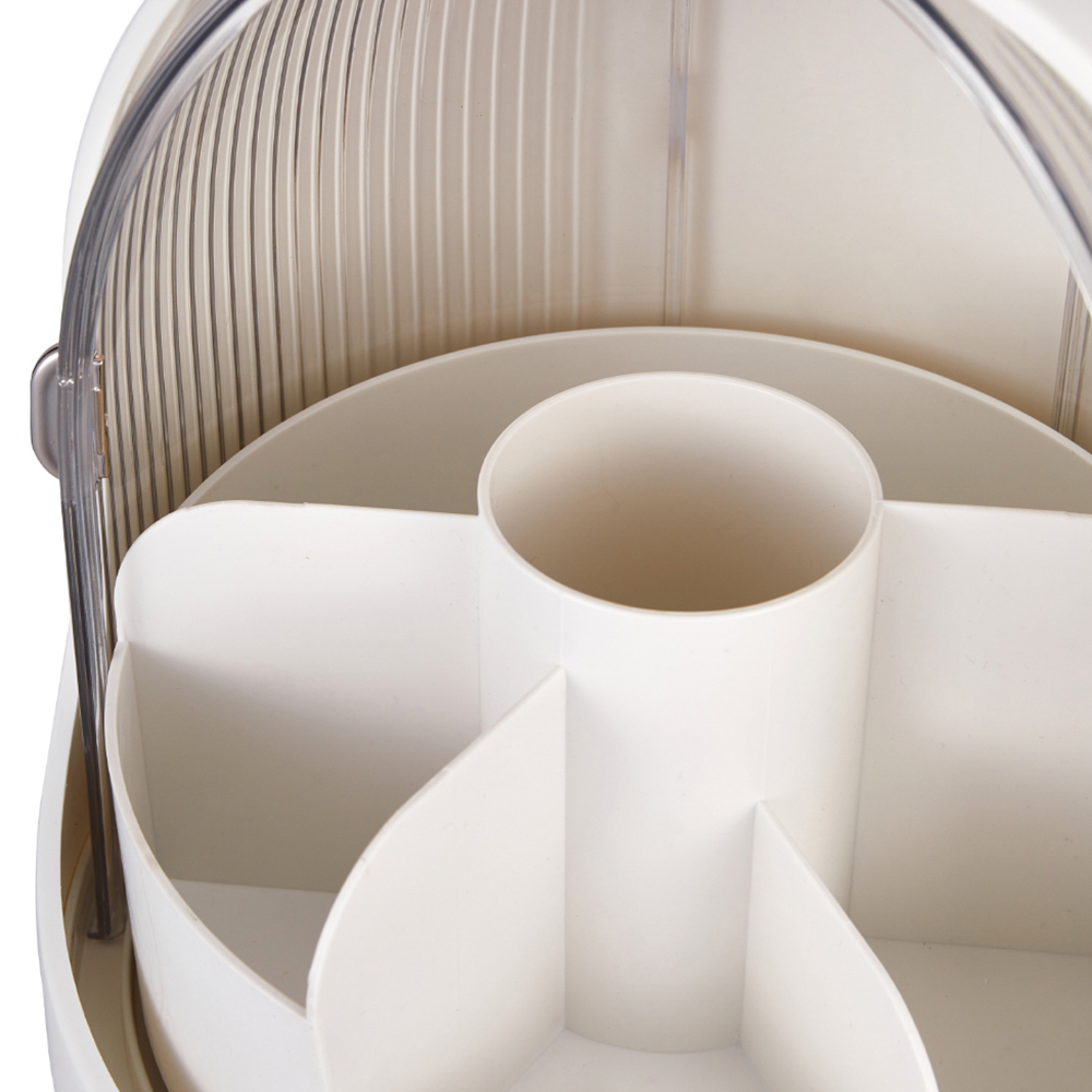 Living and Home Large White Freestanding Dustproof Rotating Makeup Organizer Image 5