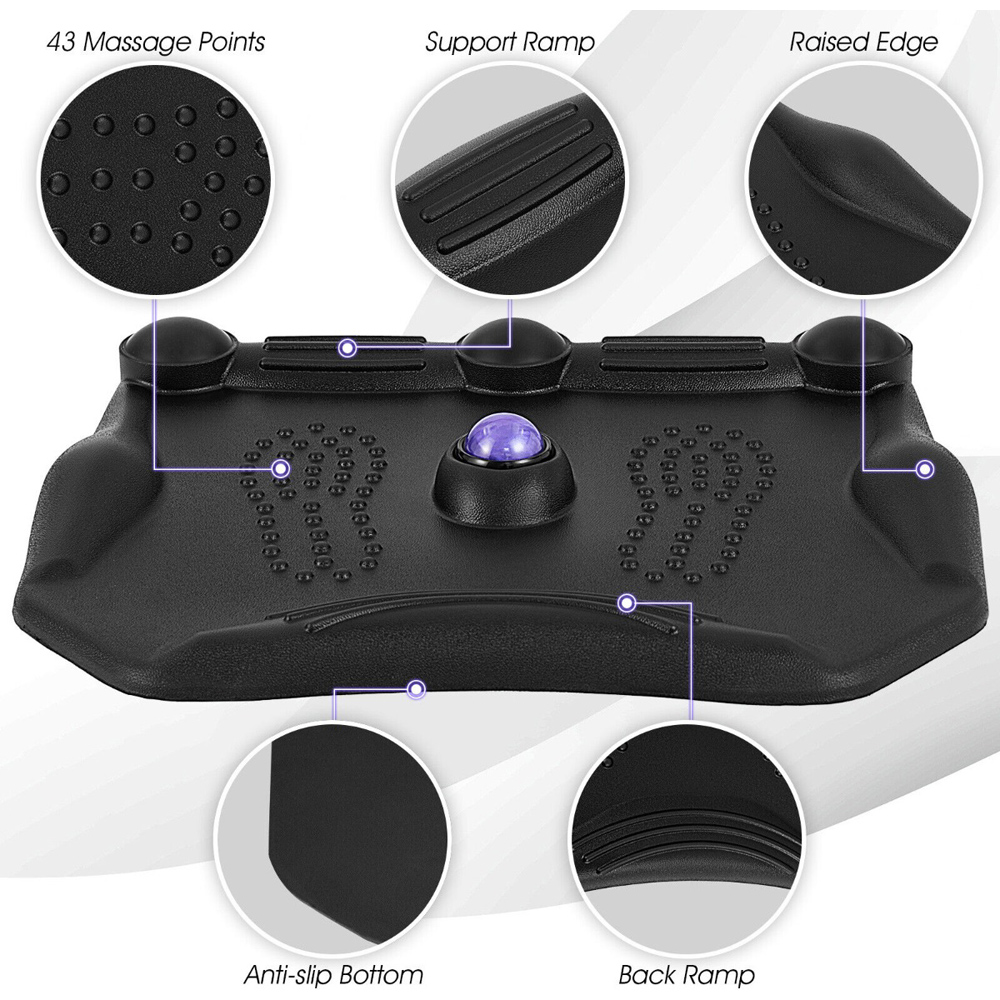 Costway Black Anti Fatigue Mat with Rolling Massage Ball and Points Image 6