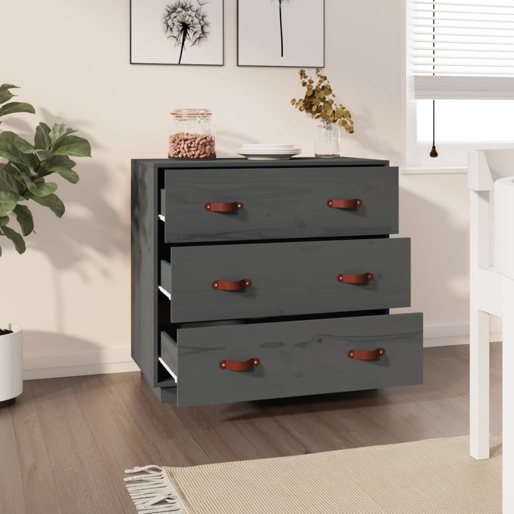 vidaXL 3 Door Grey Wooden Sideboard Image 7
