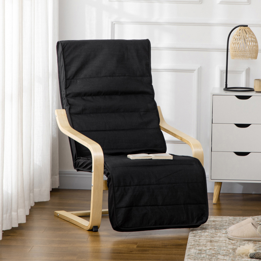 Portland Black Wooden Lounging Chair Image 7