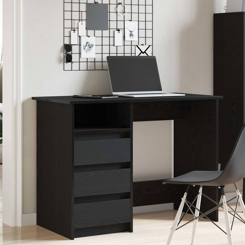 vidaXL 3 Drawer Single Shelf Computer Desk Black Image 8