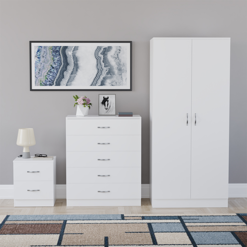 VIDA DESIGNS Riano White 3 Piece Bedroom Furniture Set Image 2