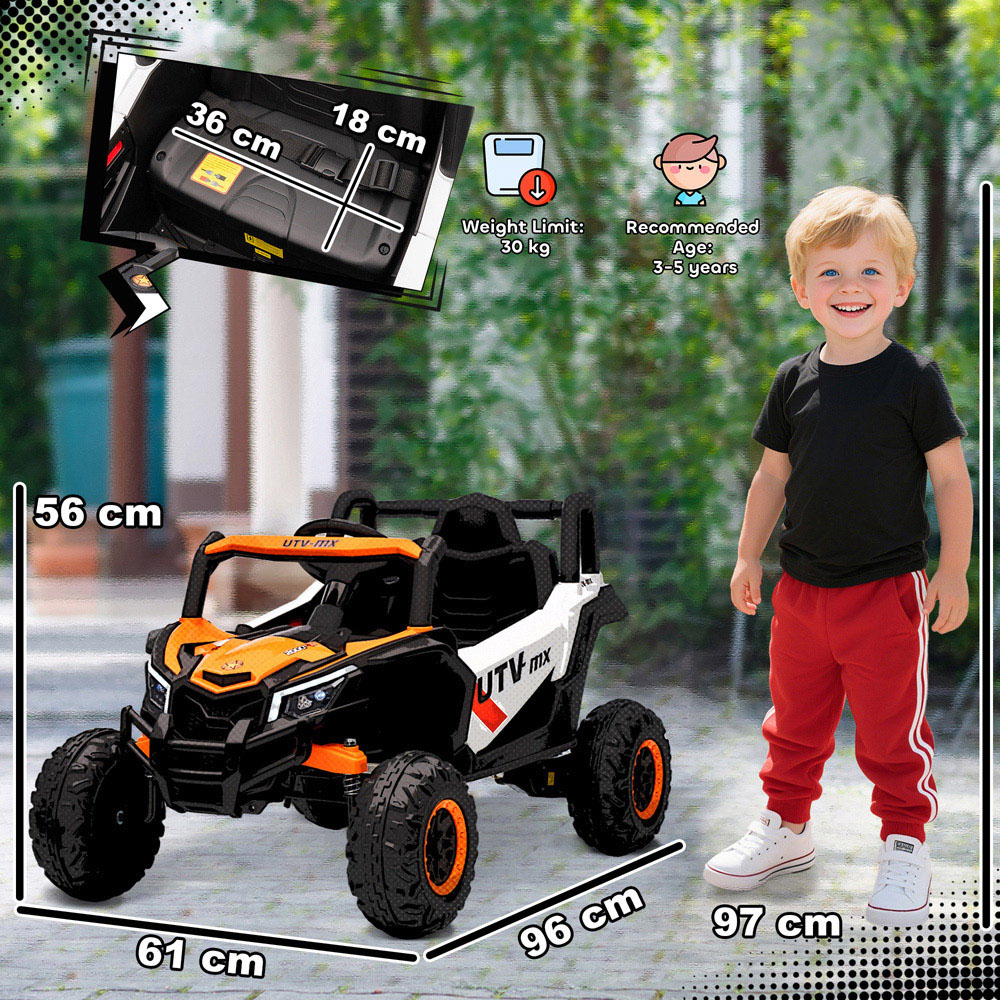 Tommy Toys Kids Orange Ride On Electric UTV Car with Remote and Safety Belt Image 9