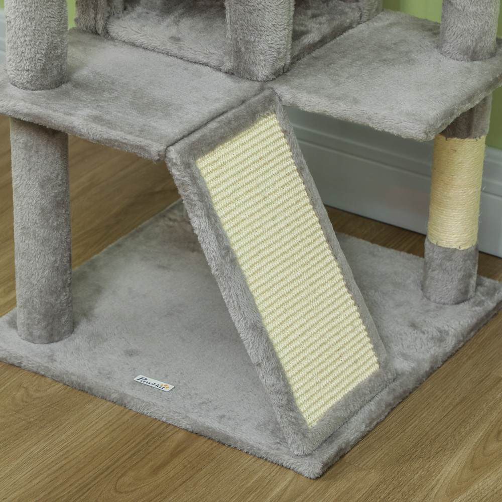 PawHut Light Grey Cat Tower Set with Scratching Posts Image 4