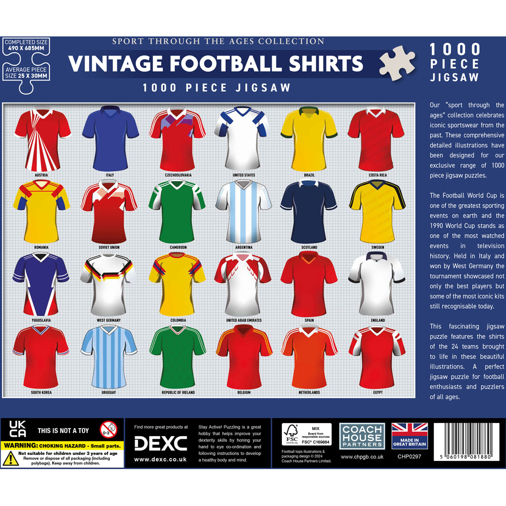 Vintage Football Shirts 1000 Piece Jigsaw Puzzle Image 2